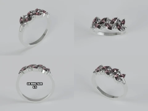 Marquise and round diamond Ring 3D Print Model