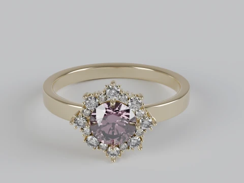 Round Halo Engagement Ring 3D Print Model
