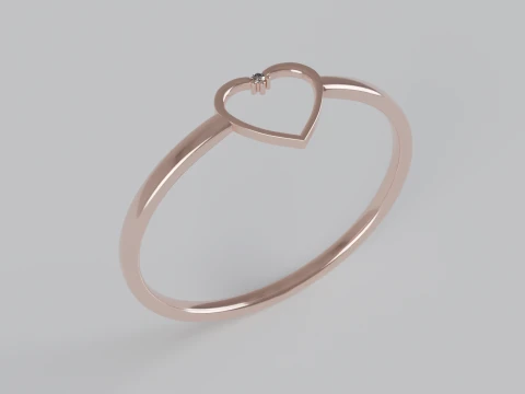 Herzf&ouml;rmiger Diamantring 3D Druckmodell