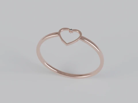 Heart shaped diamond Ring 3D Print Model