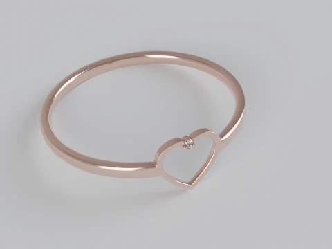 Heart shaped diamond Ring 3D Print Model