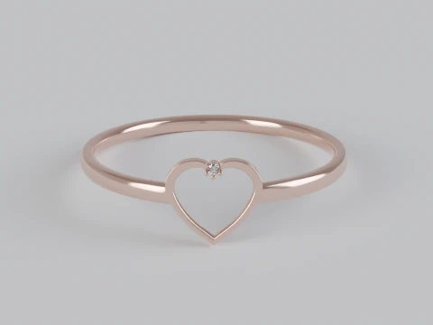 Heart shaped diamond Ring 3D Print Model