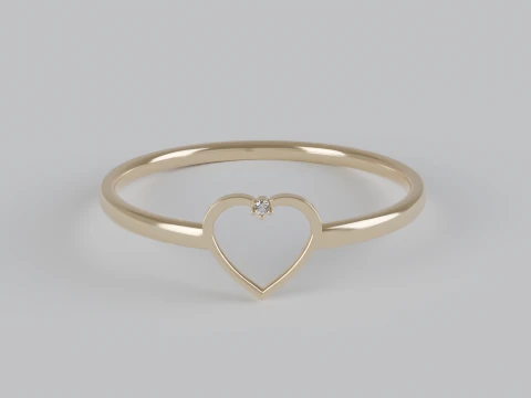 Heart shaped diamond Ring 3D Print Model