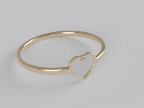 Heart shaped diamond Ring 3D Print Model