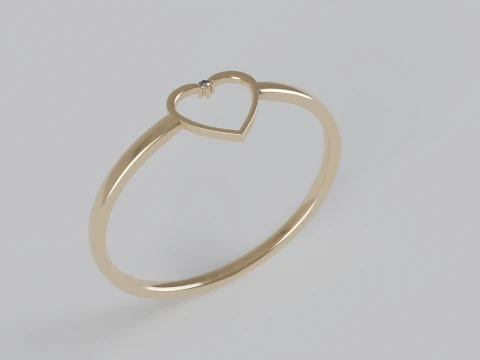 Heart shaped diamond Ring 3D Print Model