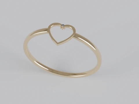 Heart shaped diamond Ring 3D Print Model