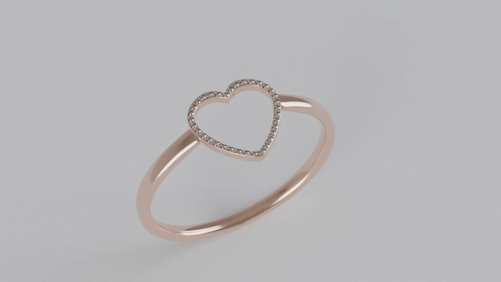 Heart shaped diamond Ring 3D Print Model .c4d .max .obj .3ds .fbx .stl .blend 