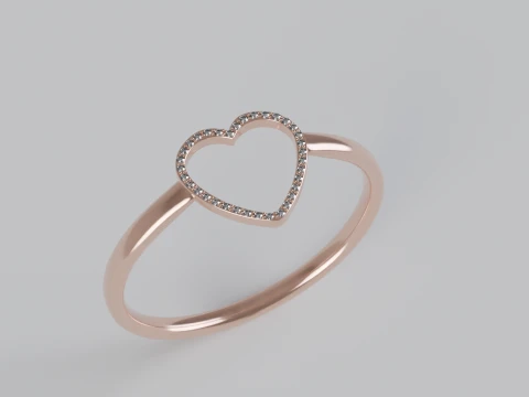 하트 모양의 다이아몬드 반지 3D 프린트 모델