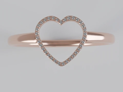 Heart shaped diamond Ring 3D Print Model