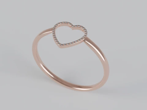 Heart shaped diamond Ring 3D Print Model