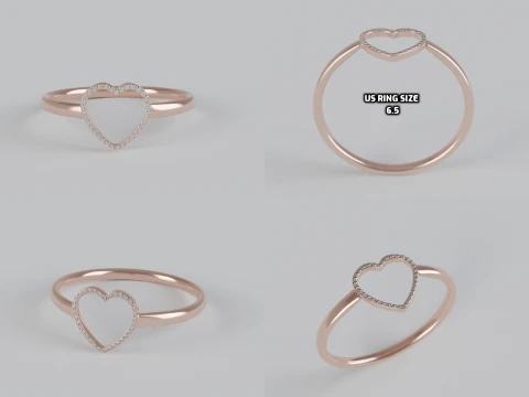 Heart shaped diamond Ring 3D Print Model
