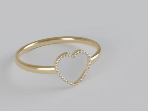 Heart shaped diamond Ring 3D Print Model
