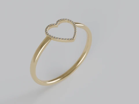 Heart shaped diamond Ring 3D Print Model