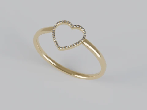 Heart shaped diamond Ring 3D Print Model