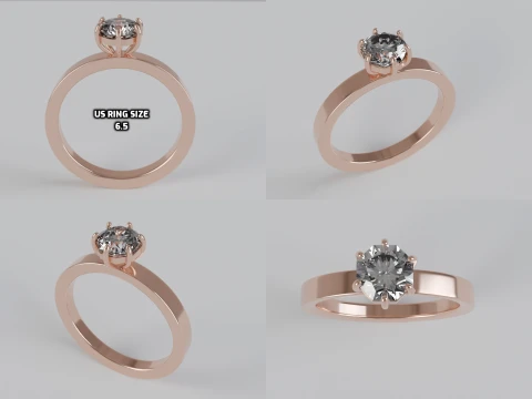 Octagon Cut Solitaire Ring 3D Print Model