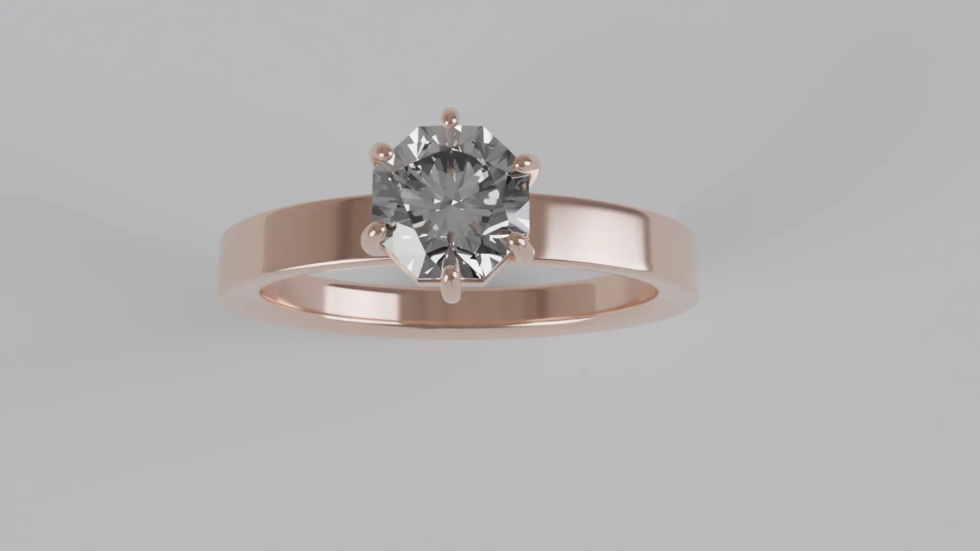 Octagon Cut Solitaire Ring 3D Print Model .c4d .max .obj .3ds .fbx .stl .blend 