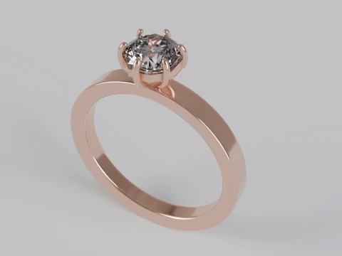 Octagon Cut Solitaire Ring 3D Print Model