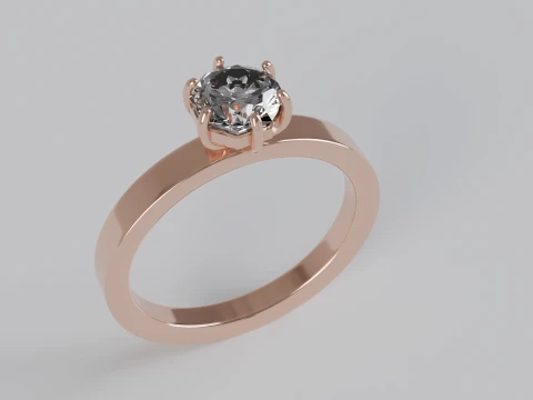 Octagon Cut Solitaire Ring 3D Print Model