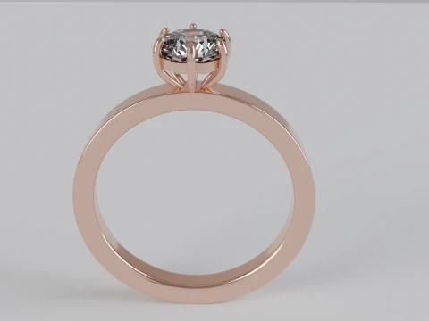 Octagon Cut Solitaire Ring 3D Print Model