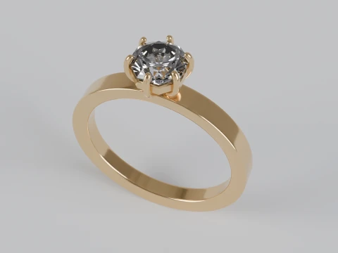 Octagon Cut Solitaire Ring 3D Print Model
