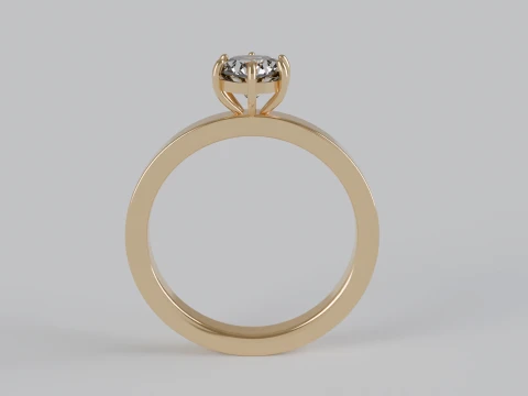 Octagon Cut Solitaire Ring 3D Print Model