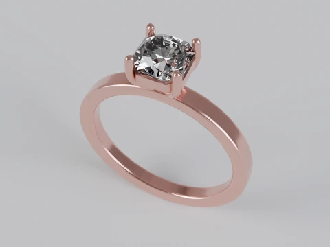 Flander Cut Solitaire Engagement Ring 3D Print Model