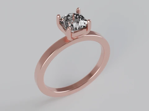Flander Cut Solitaire Engagement Ring 3D Print Model
