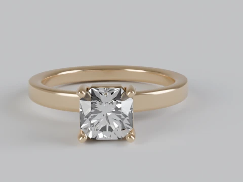 Flander Cut Solitaire Engagement Ring 3D Print Model