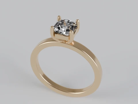 Flander Cut Solitaire Engagement Ring 3D Print Model