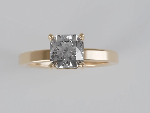 Flander Cut Solitaire Engagement Ring 3D Print Model