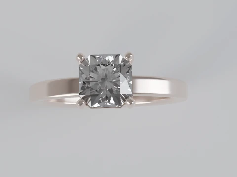 Flander Cut Solitaire Engagement Ring 3D Print Model