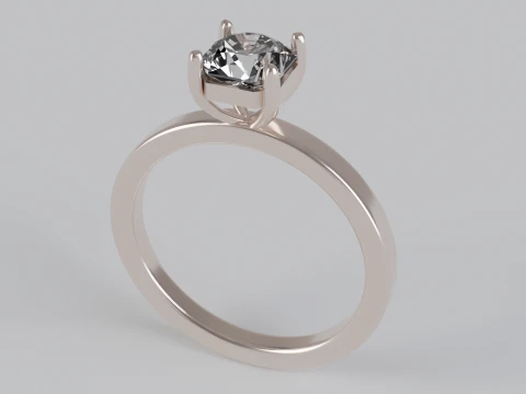 Flander Cut Solitaire Engagement Ring 3D Print Model