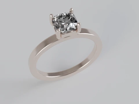 Flander Cut Solitaire Engagement Ring 3D Print Model