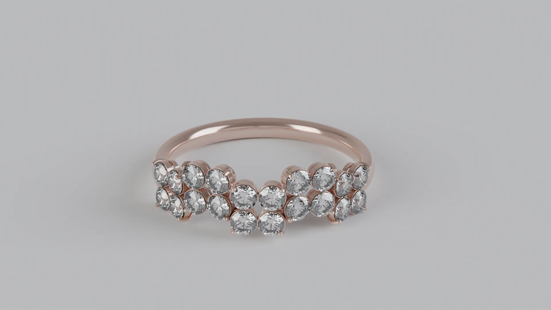 Multi-Row Diamond Ring 3D Print Model .c4d .max .obj .3ds .fbx .stl .blend 
