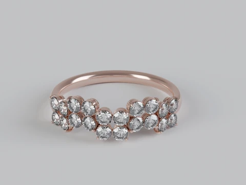 Multi-Row Diamond Ring 3D Print Model
