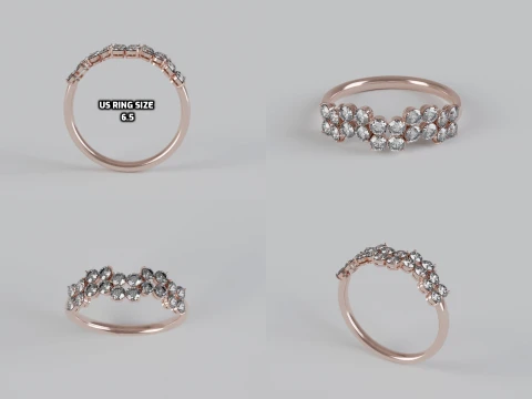 Multi-Row Diamond Ring 3D Print Model
