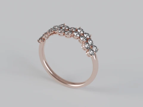 Multi-Row Diamond Ring 3D Print Model