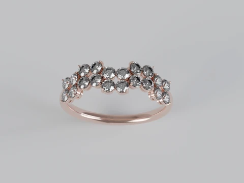 Multi-Row Diamond Ring 3D Print Model