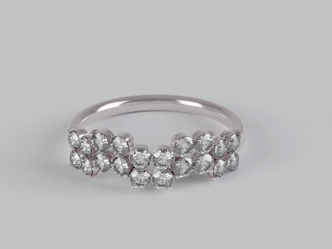 Multi-Row Diamond Ring 3D Print Model