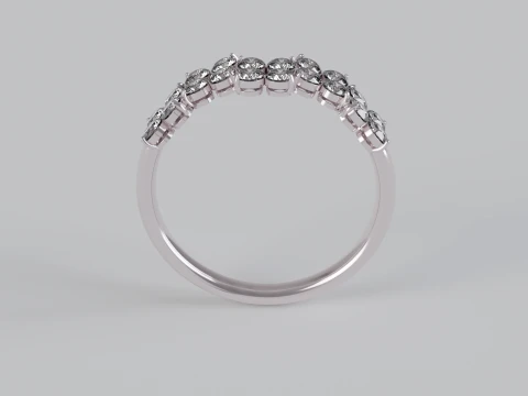 Multi-Row Diamond Ring 3D Print Model