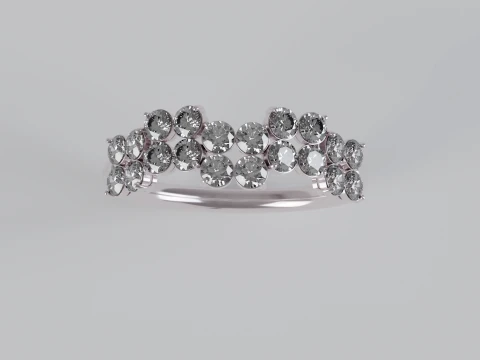Multi-Row Diamond Ring 3D Print Model