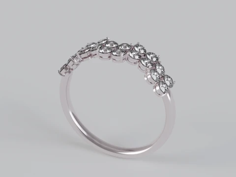Multi-Row Diamond Ring 3D Print Model