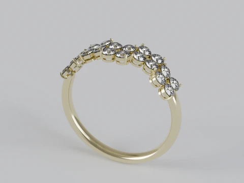 Multi-Row Diamond Ring 3D Print Model