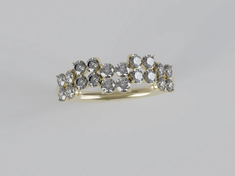Multi-Row Diamond Ring 3D Print Model