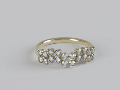 Multi-Row Diamond Ring 3D Print Model
