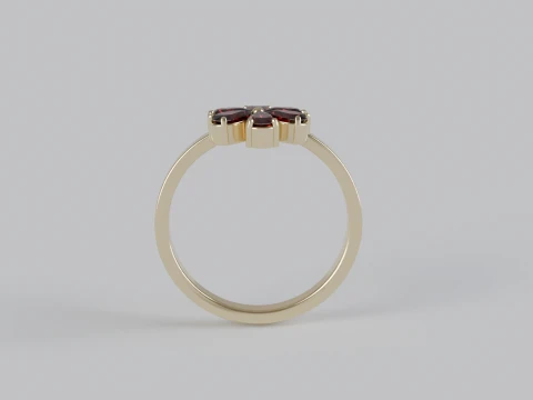 Elegant Floral Flower Ring with Six Pear-Shaped Gemstones 3D Jewelry Model 3D Print Model