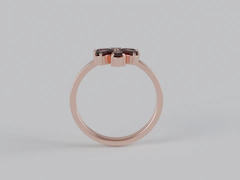 Elegant Floral Flower Ring with Six Pear-Shaped Gemstones 3D Jewelry Model 3D Print Model