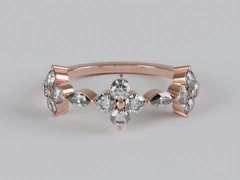 Elegant Floral Diamond and Marquise Ring 3D Jewelry Model 3D Print Model