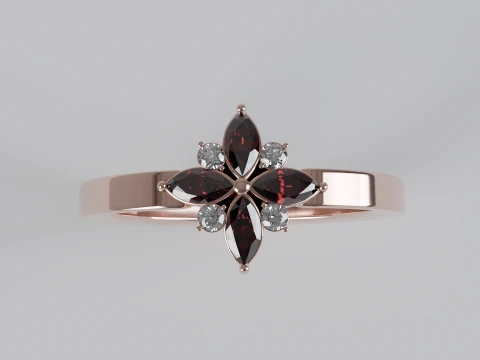 Elegante anillo de marquesa floral Modelo de joyer&iacute;a 3D STL fbx Modelo de impresión 3D