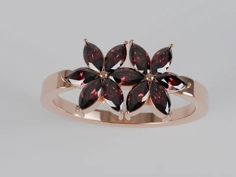 Floral Marquise Ring Printable Model 3dm stl Modelo de impresión 3D